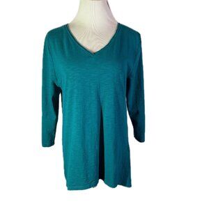 Chico's Teal V-Neck 3/4 Sleeve Tunic